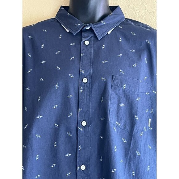 Quiksilver Men's Boredsnap Mini Motif Short Sleeve Button Down Shirt Size XXL - Picture 2 of 11